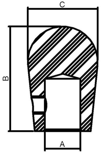 Endkappe für 12mm Rundmaterial, halbrund, mit seitlicher Madenschraube, V2A