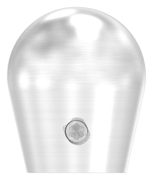Endkappe für 14mm Rundmaterial, halbrund, mit seitlicher Madenschraube, V2A