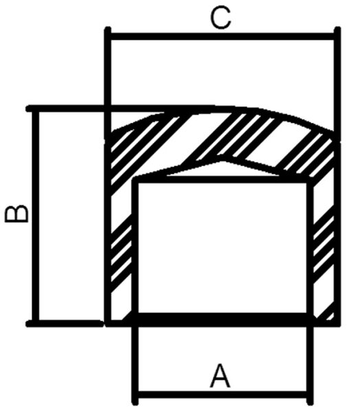 Endkappe für 12mm Rundmaterial, leicht gewölbt, zum Kleben, V2A