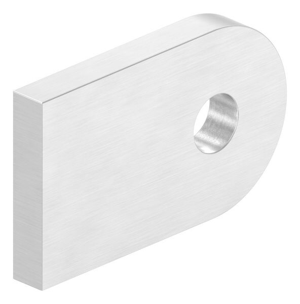 Anschweißlasche, 50x30x6mm, beidseitig geschliffen Korn 240, mit Rundloch 9mm, V2A