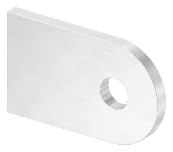 Anschweißlasche, 50x30x4mm, beidseitig geschliffen Korn 240, mit Rundloch 9mm, V2A