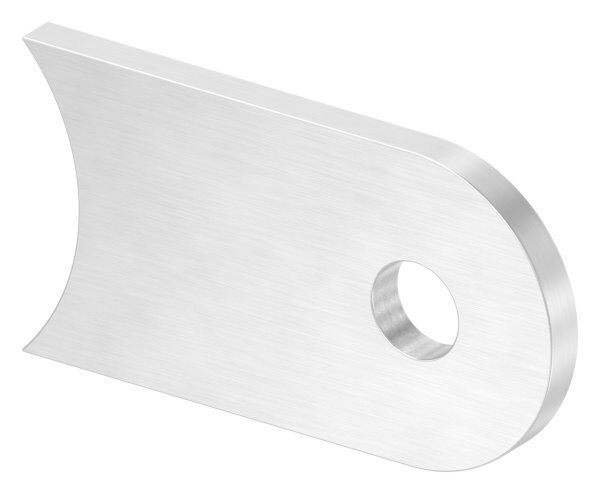 Anschweißlasche, 50x30x4mm, beidseitig geschliffen Korn 240, mit Rundloch 9mm, mit Anschluss 42,4mm, V2A