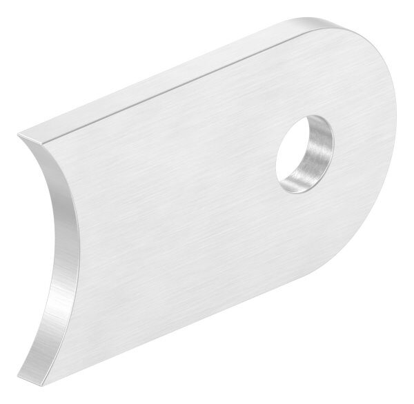 Anschweißlasche, 50x30x4mm, beidseitig geschliffen Korn 240, mit Rundloch 9mm, mit Anschluss 42,4mm, V2A