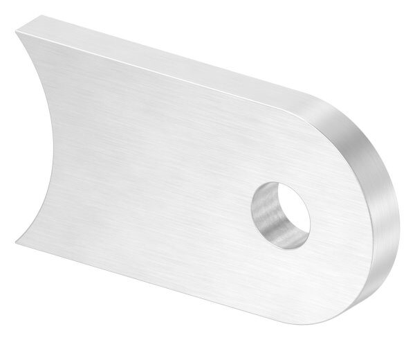 Anschweißlasche, 50x30x6mm, beidseitig geschliffen Korn 240, mit Rundloch 9mm, mit Anschluss 42,4mm, V2A