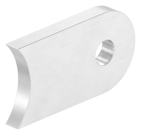 Anschweißlasche, 50x30x6mm, beidseitig geschliffen Korn 240, mit Rundloch 9mm, mit Anschluss 42,4mm, V2A