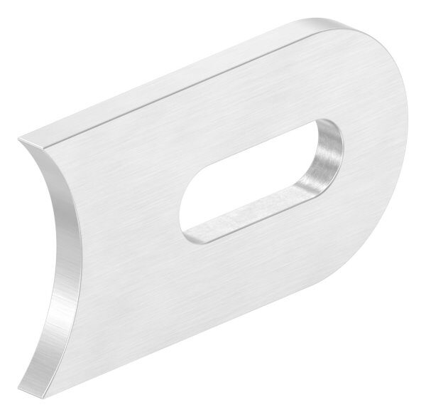 Anschweißlasche, 50x30x4mm, beidseitig geschliffen Korn 240, mit Langloch 25x9mm, mit Anschluss 42,4mm, V2A