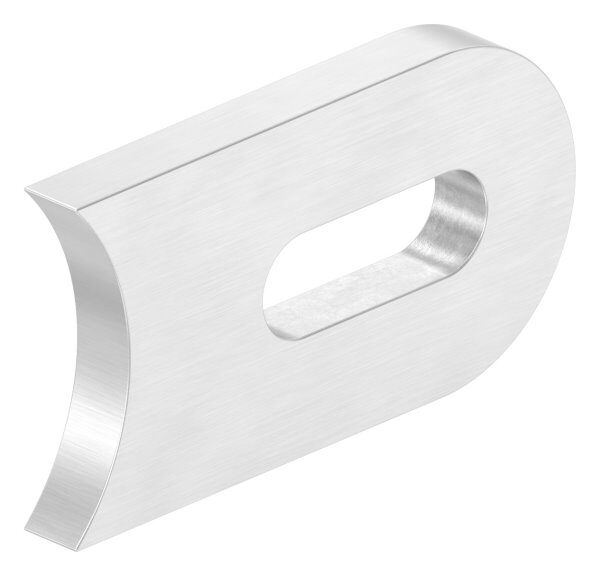 Anschweißlasche, 50x30x6mm, beidseitig geschliffen Korn 240, mit Langloch 25x9mm, mit Anschluss 42,4mm, V2A