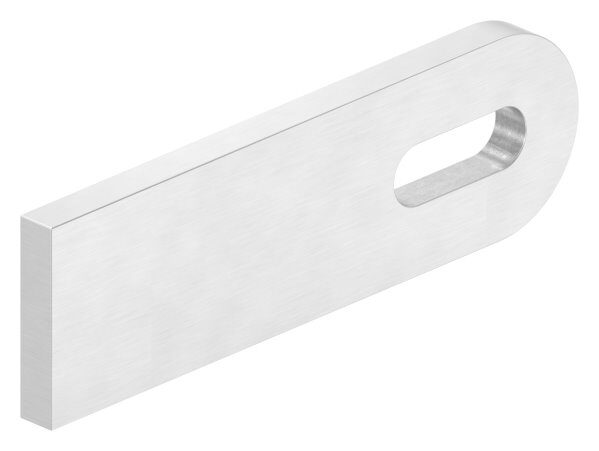 Anschweißlasche, 100x30x6mm, beidseitig geschliffen Korn 240, mit Langloch 25x9mm, V2A