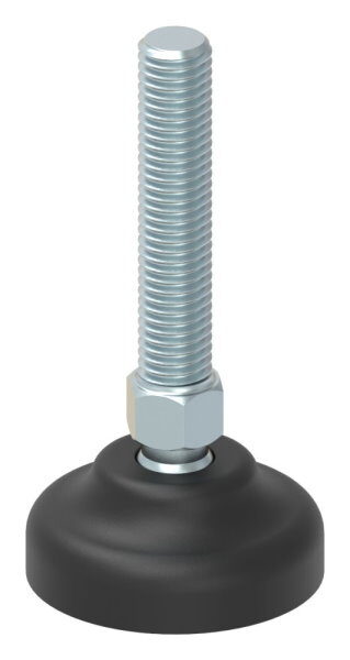 Schwerlast-Maschinenfuß mit Kugelgelenk, Fuß-Ø 40mm, M10x50