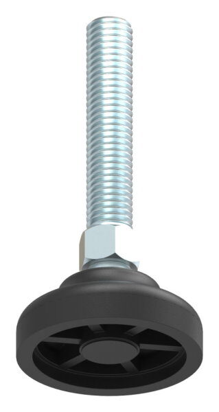 Schwerlast-Maschinenfuß mit Kugelgelenk, Fuß-Ø 40mm, M10x50
