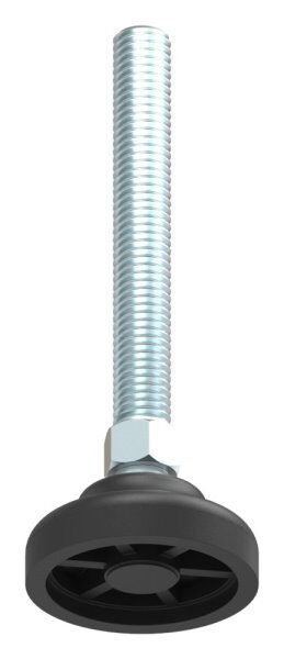 Schwerlast-Maschinenfuß mit Kugelgelenk, Fuß-Ø 40mm, M10x75