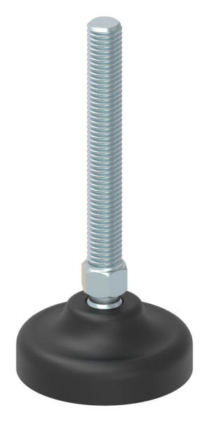 Schwerlast-Maschinenfuß mit Kugelgelenk, Fuß-Ø 50mm, M10x75