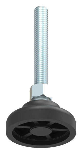 Schwerlast-Maschinenfuß mit Kugelgelenk, Fuß-Ø 40mm, M8x50