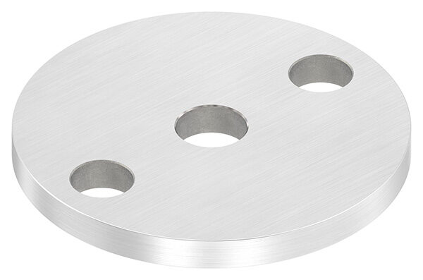 Ankerplatte, Ø 70x6mm, 2x11mm und 1x 12,5mm Bohrung, mit Längsschliff, V2A