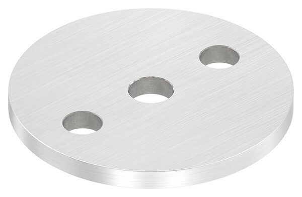 Ankerplatte, Ø 80x6mm, 2x11mm und 1x 12,5mm Bohrung, mit Längsschliff, V2A