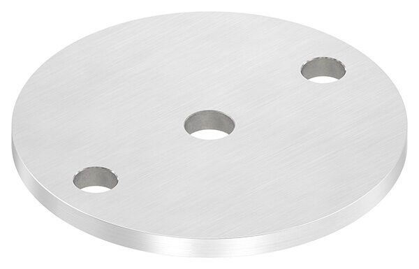 Ankerplatte, Ø 100x6mm, 2x11mm und 1x 12,5mm Bohrung, mit Längsschliff, V2A