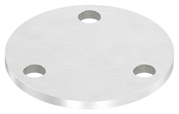 Ankerplatte, Ø 100x6mm, 3x 13mm Bohrung, mit Längsschliff, V2A