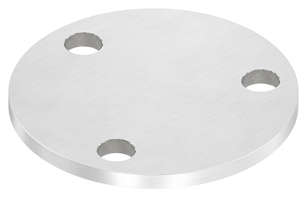 Ankerplatte, Ø 100x6mm, 3x 13mm Bohrung, mit Längsschliff, V2A