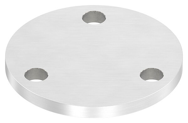 Ankerplatte, Ø 100x8mm, 3x 13mm Bohrung, mit Längsschliff, V2A