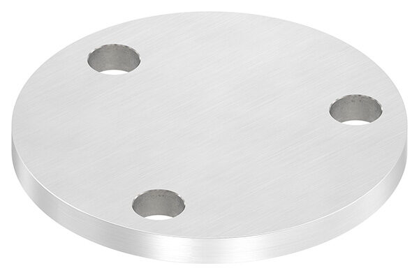 Ankerplatte, Ø 100x8mm, 3x 13mm Bohrung, mit Längsschliff, V2A