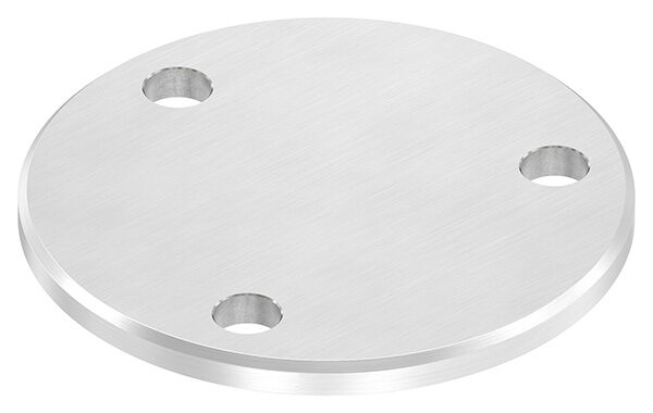 Ankerplatte, Ø 100x6mm, 3x 11mm Bohrung, mit Längsschliff und Fase, V2A