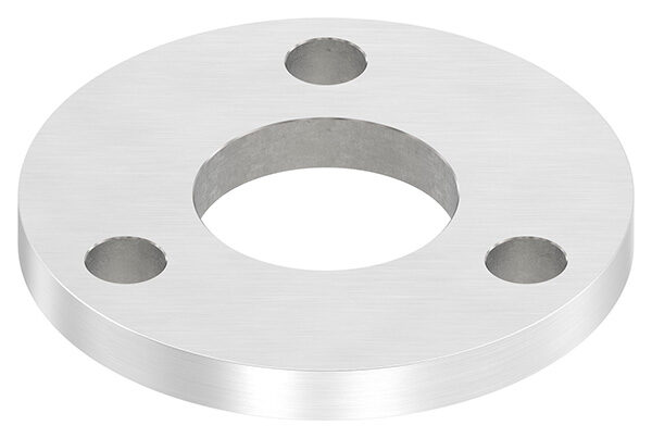 Ankerplatte, Ø 100x10mm, 3x 13mm und 1x 42,8mm Bohrung, mit Längsschliff, V2A