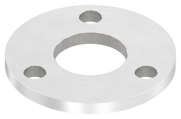 Ankerplatte, Ø 100x8mm, 3x 13mm und 1x 42,8mm Bohrung, mit Längsschliff, V2A