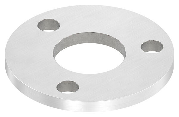 Ankerplatte, Ø 100x8mm, 3x 13mm und 1x 42,8mm Bohrung, mit Längsschliff, V2A