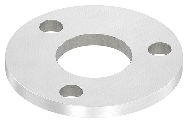 Ankerplatte, Ø 100x8mm, 3x 13mm und 1x 42,8mm Bohrung, mit Längsschliff, V4A