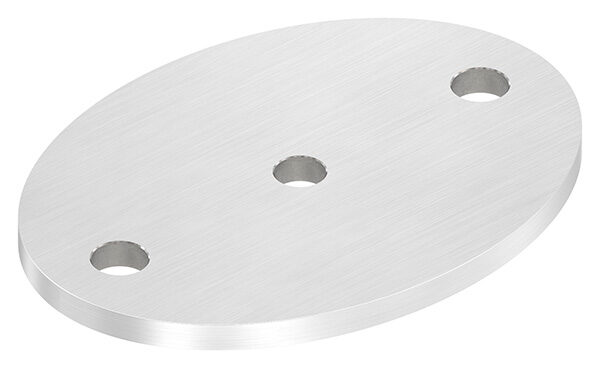 Ankerplatte, Ø 120x88x6mm, 2x 11mm und 1x10mm Bohrungen, mit Längsschliff, V2A