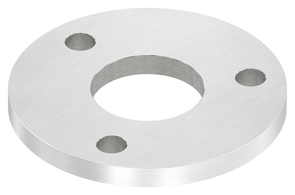 Ankerplatte, Ø 120x10mm, 3x 13mm und 1x 48,7mm Bohrung, mit Längsschliff, V2A