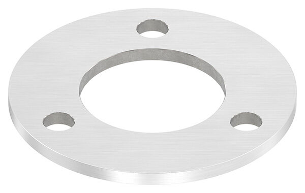 Ankerplatte, Ø 120x6mm, 3x 11mm und 1x 61mm Bohrung, mit Längsschliff, V2A