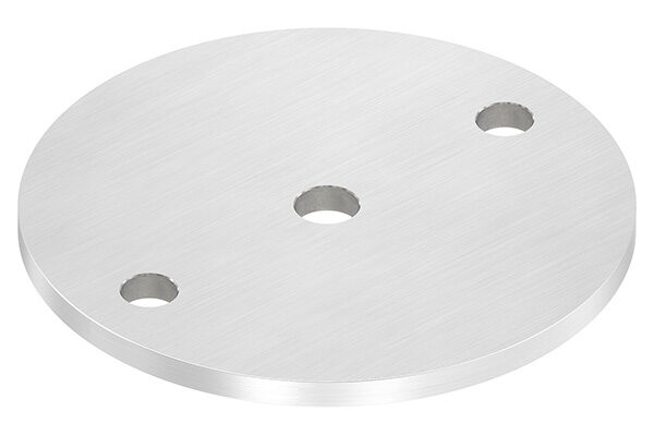 Ankerplatte, Ø 120x6mm, 2x11mm und 1x 12,5mm Bohrung, mit Längsschliff, V2A