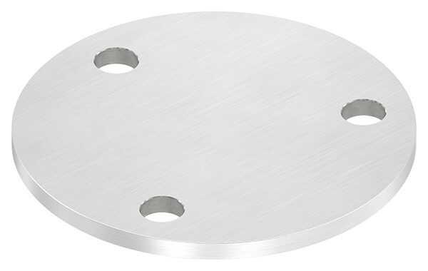 Ankerplatte, Ø 120x6mm, 3x 11mm Bohrung, mit Längsschliff, V2A
