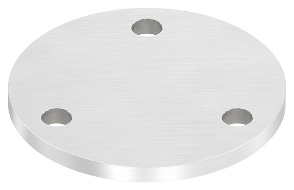 Ankerplatte, Ø 120x8mm, 3x 13mm Bohrung, mit Längsschliff, V2A