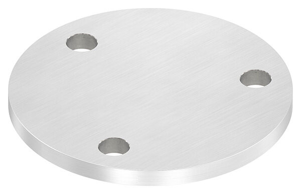 Ankerplatte, Ø 120x8mm, 3x 13mm Bohrung, mit Längsschliff, V2A