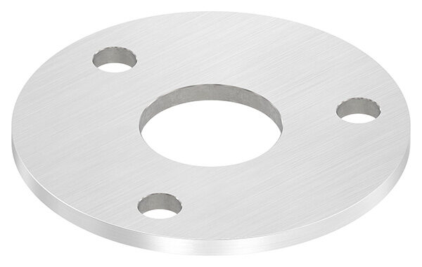 Ankerplatte, Ø 120x6mm, 3x 13mm und 1x 42,8mm Bohrung, mit Längsschliff, V4A