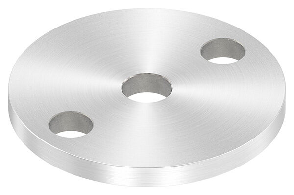 Ankerplatte, Ø 70x6mm, 2x11mm und 1x 12,5mm Bohrung, mit Rundschliff, V2A