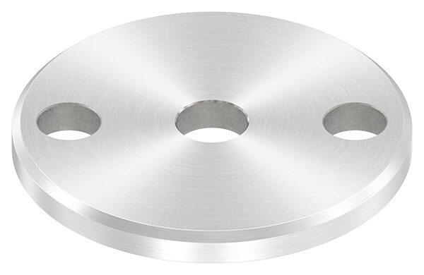 Ankerplatte, Ø 70x6mm, 2x11mm und 1x 12,5mm Bohrung, mit Rundschliff und Fase, V2A