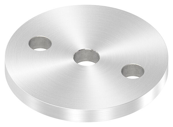 Ankerplatte, Ø 80x8mm, 2x11mm und 1x 12,5mm Bohrung, mit Rundschliff, V2A