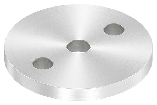 Ankerplatte, Ø 80x8mm, 2x11mm und 1x 12,5mm Bohrung, mit Rundschliff, V2A