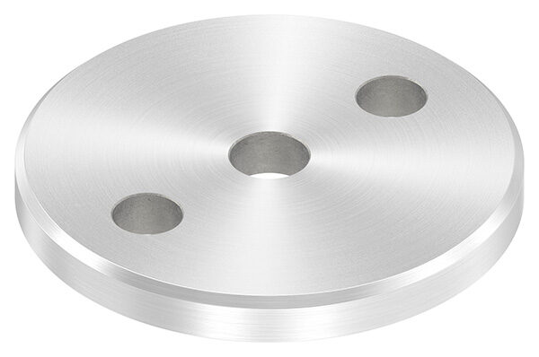 Ankerplatte, Ø 80x8mm, 2x11mm und 1x 12,5mm Bohrung, mit Rundschliff und Fase, V2A