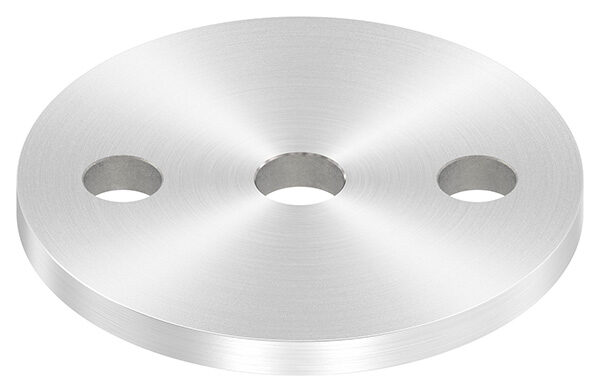 Ankerplatte, Ø 80x6mm, 2x11mm und 1x 12,5mm Bohrung, mit Rundschliff, V2A