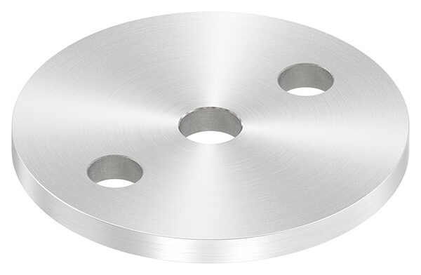 Ankerplatte, Ø 80x6mm, 2x11mm und 1x 12,5mm Bohrung, mit Rundschliff, V2A