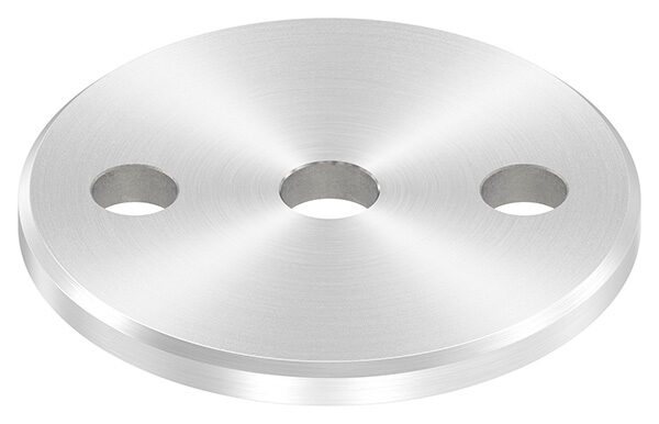 Ankerplatte, Ø 80x6mm, 2x11mm und 1x 12,5mm Bohrung, mit Rundschliff und Fase, V2A