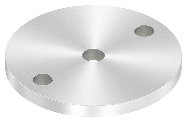 Ankerplatte, Ø 100x8mm, 2x11mm und 1x 12,5mm Bohrung, mit Rundschliff, V2A