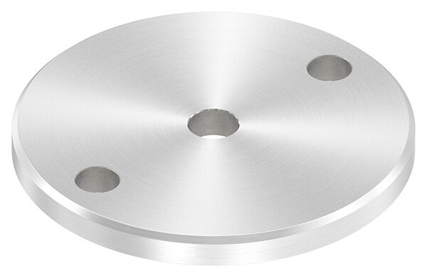 Ankerplatte, Ø 100x8mm, 2x11mm und 1x 12,5mm Bohrung, mit Rundschliff und Fase, V2A