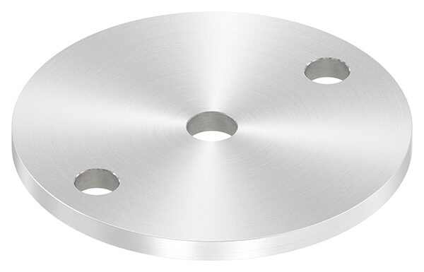 Ankerplatte, Ø 100x6mm, 2x11mm und 1x 12,5mm Bohrung, mit Rundschliff, V2A