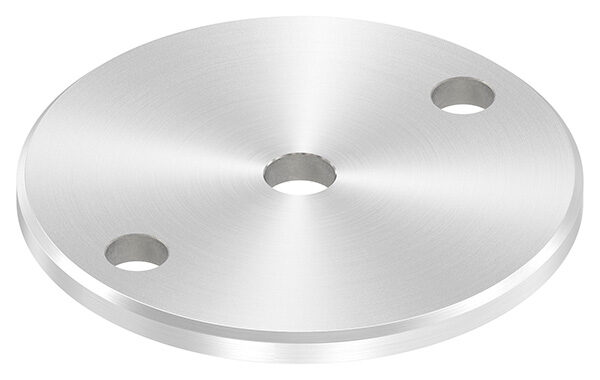 Ankerplatte, Ø 100x6mm, 2x11mm und 1x 12,5mm Bohrung, mit Rundschliff und Fase, V2A
