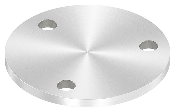 Ankerplatte, Ø 100x6mm, 3x 11mm Bohrung, mit Rundschliff, V2A